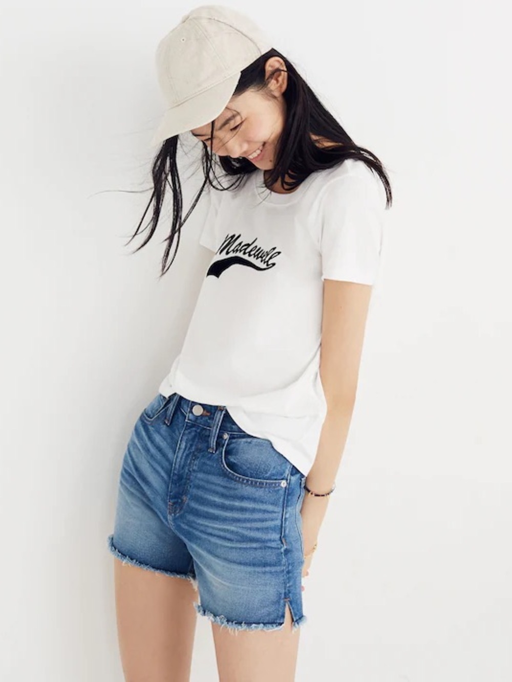Madewell radio boxy White Cotton Tee with Logo Tag